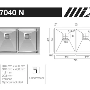 سینک استیل میکس مدل tn7040n